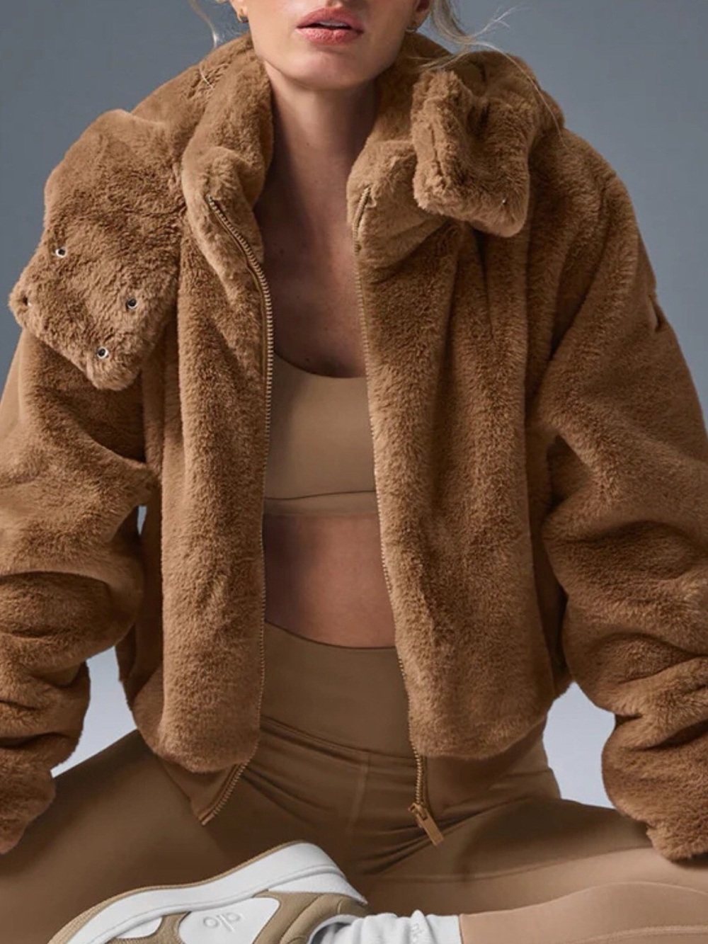 ALO Yoga Toasted Almond Foxy Faux Fur Jacket M